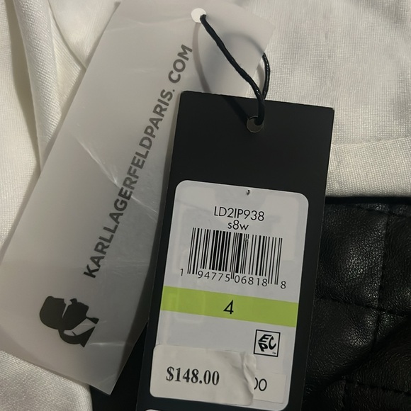 Karl Lagerfeld Paris Quilted Faux Leather Combo Dress SoftWhite/Black Size 4 NWT Karl Lagerfeld Paris Quilted Faux Leather Combo Dress SoftWhite/Black Size 4 NWT